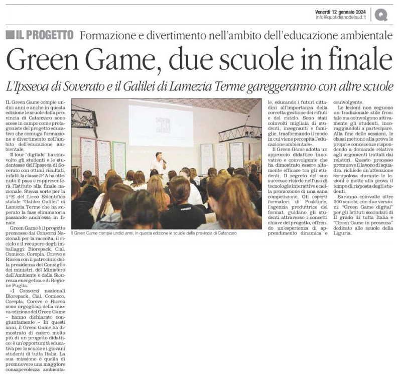 RS.12.01.2024 Green Game due scuole in finale